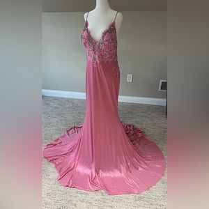 Jovani Pink Embellished Maxi Dress